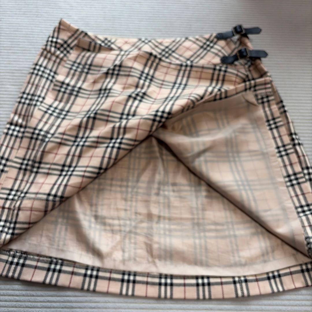 J033【極美品】バーバリーブルーレーベル ラップスカート 総柄 ノバ