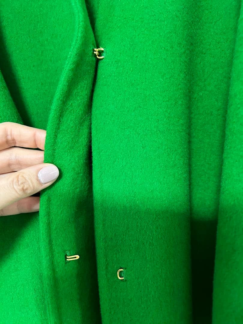Drawerドゥロワー drawerグリーン フレアスリーブ ロングコート 38