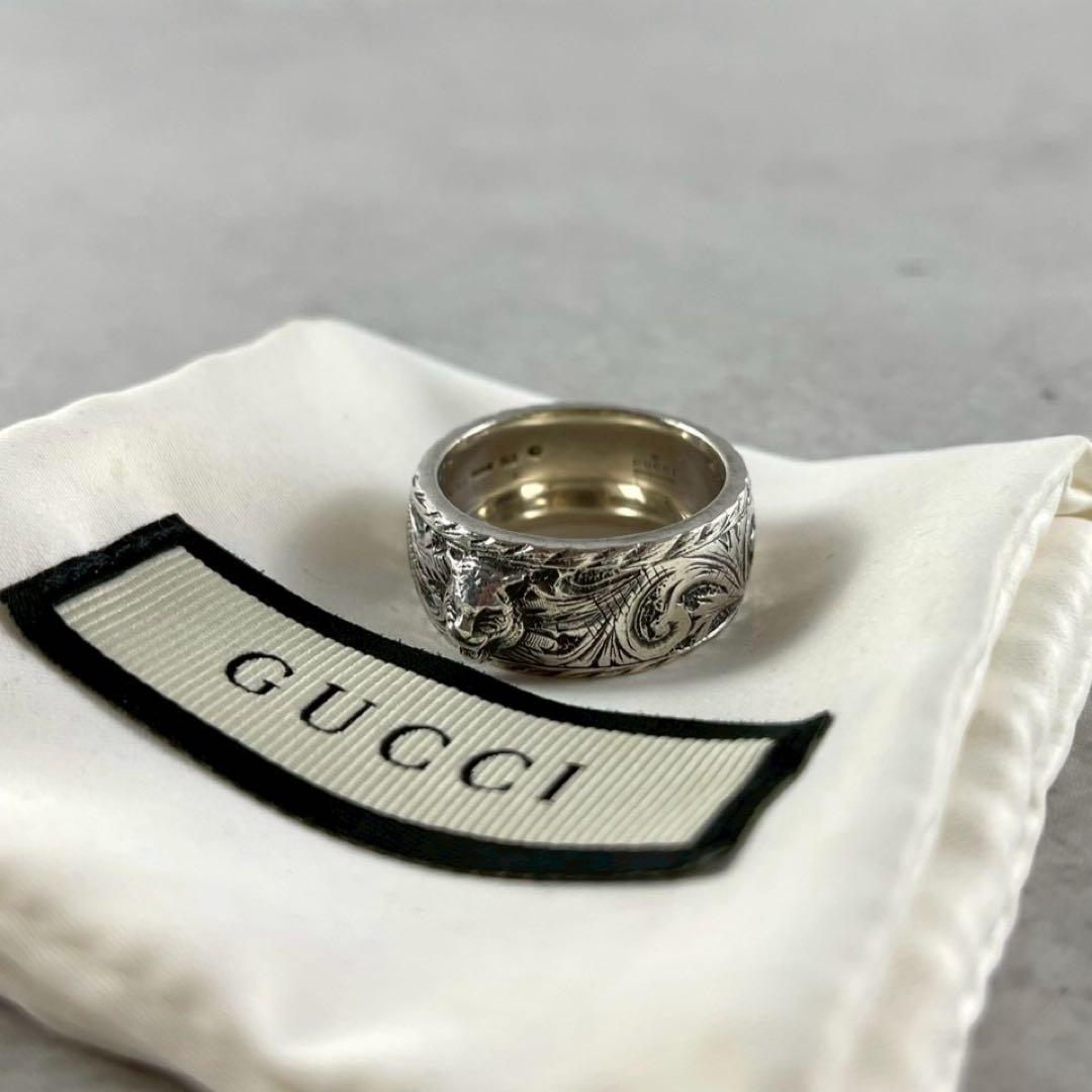 【極美品】GUCCI シルバーリング 23号 キャット インターロッキング 極美品】GUCCI シルバーリング 23号 キャット インターロッキング