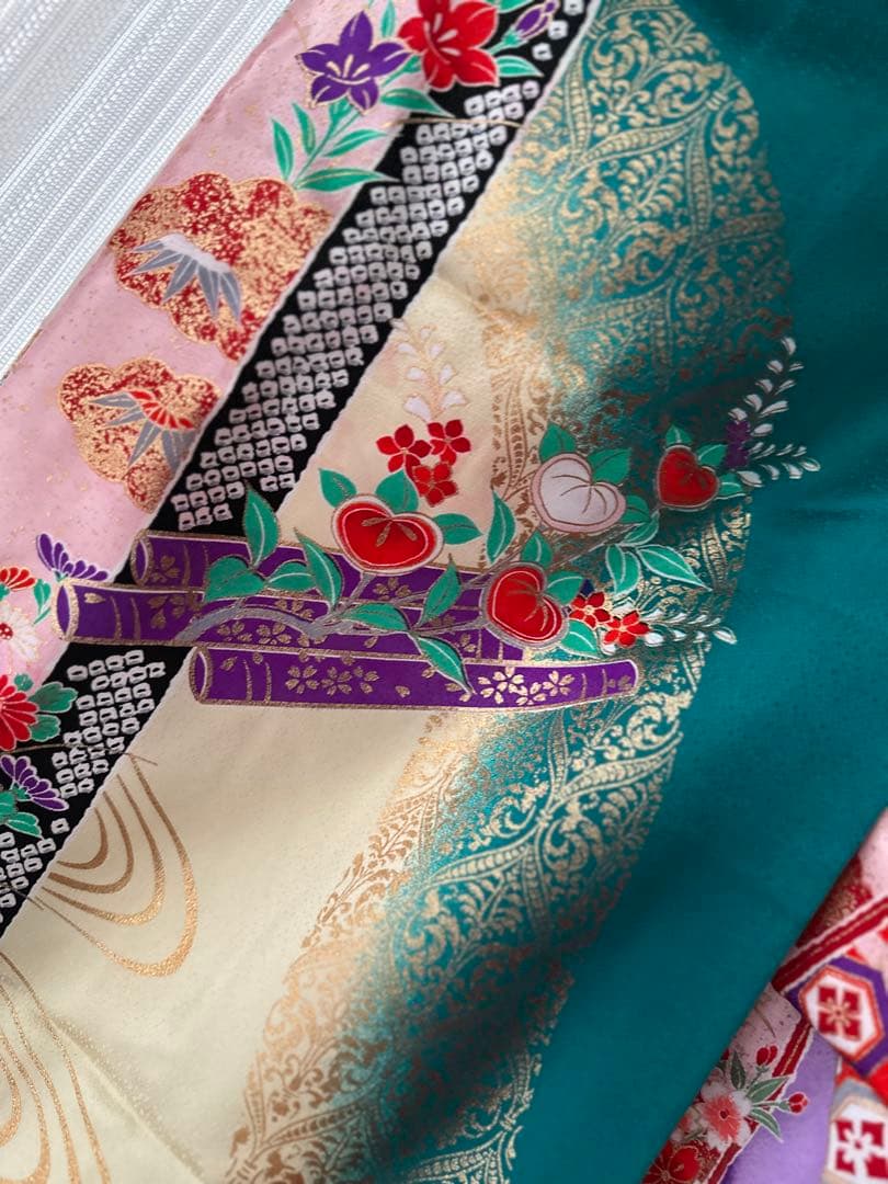 プーさん様専用7歳用七五三フルセット ピーコックグリーン 5点セット