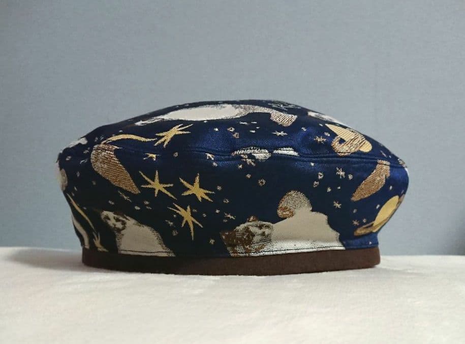 可愛すぎる猫柄！】CA4LA カシラ ベレー帽 ネコ 猫 宇宙 星 星座