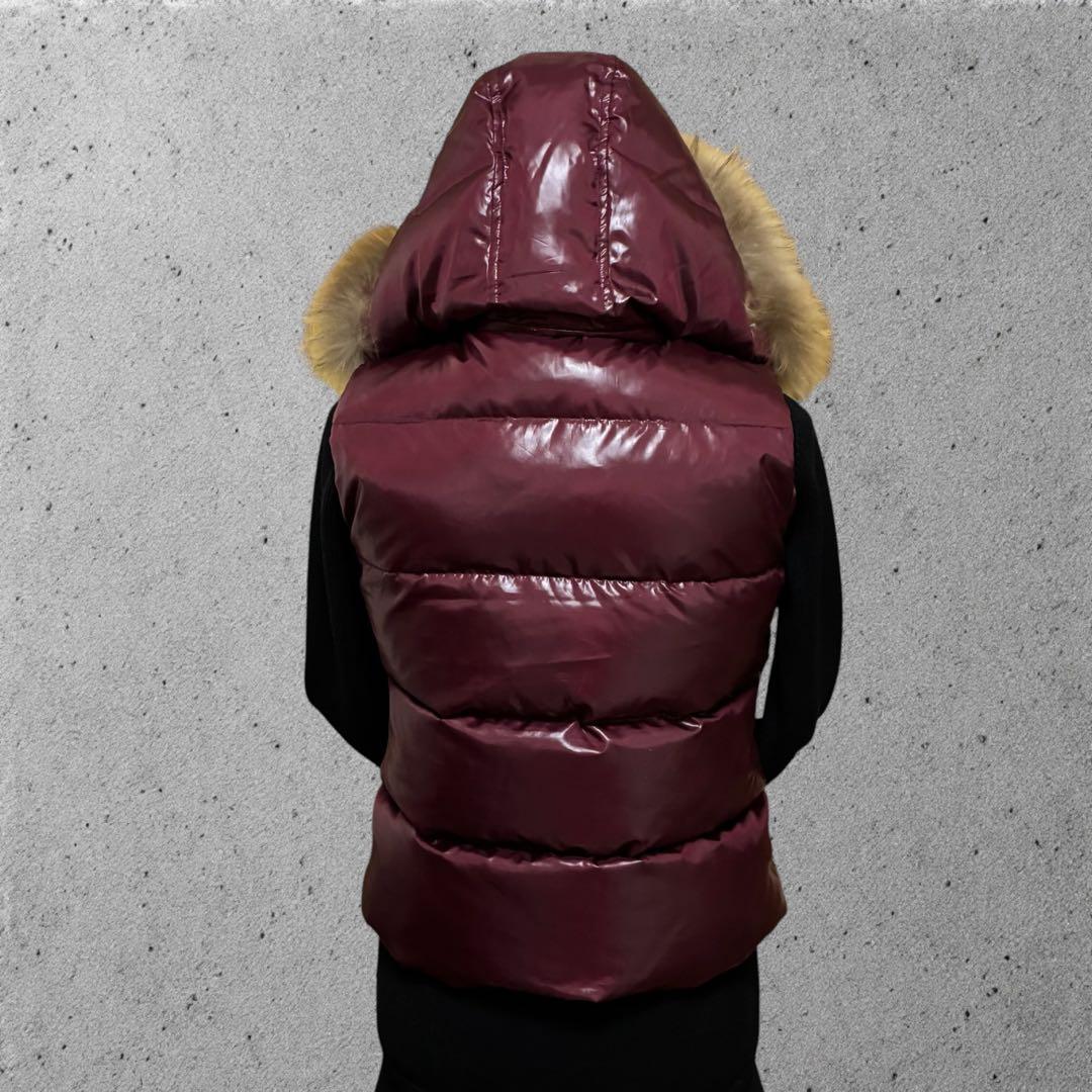 y2k 00s archive ファー付き ダウンベスト 平成ギャル ボルドー - メルカリ
