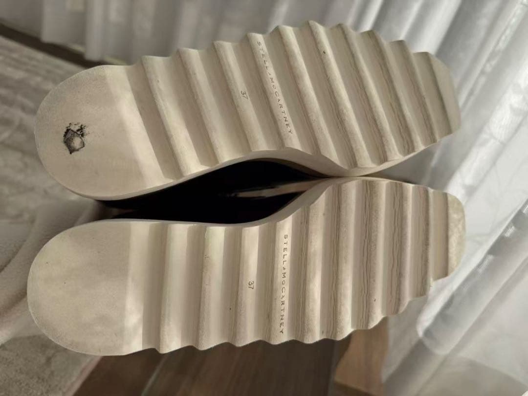 ステラマッカートニー 黒 レザー 厚底 レースアップシューズ 37