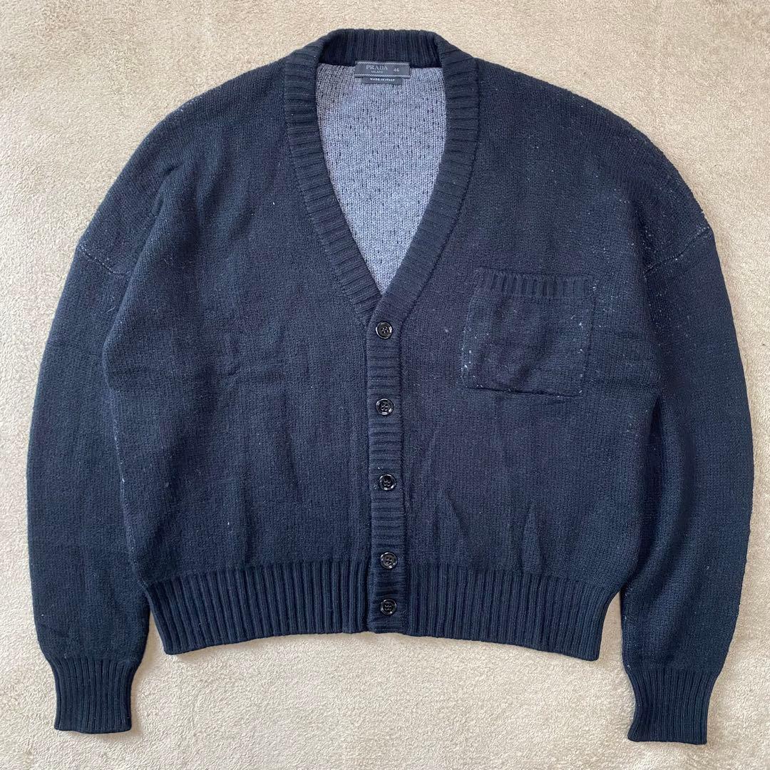 極美品】PRADA プラダ 18SS カシミヤ100% ニットカーディガン 黒