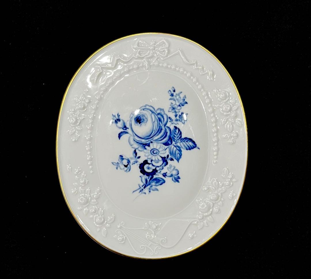Meissen マイセン /※ 1級品 金彩 ブルーフラワー　レリーフ　陶板 Meissen マイセン /※ 1級品 金彩 ブルーフラワーレリーフ陶板