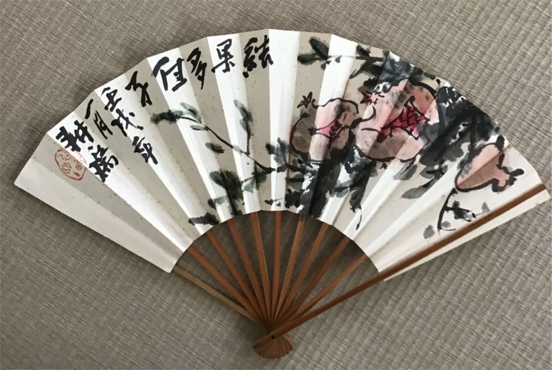 【安藤耕斎 あんどうこうさい 柘榴図】扇子 安藤耕斎 あんどうこうさい 柘榴図】扇子 - メルカリ