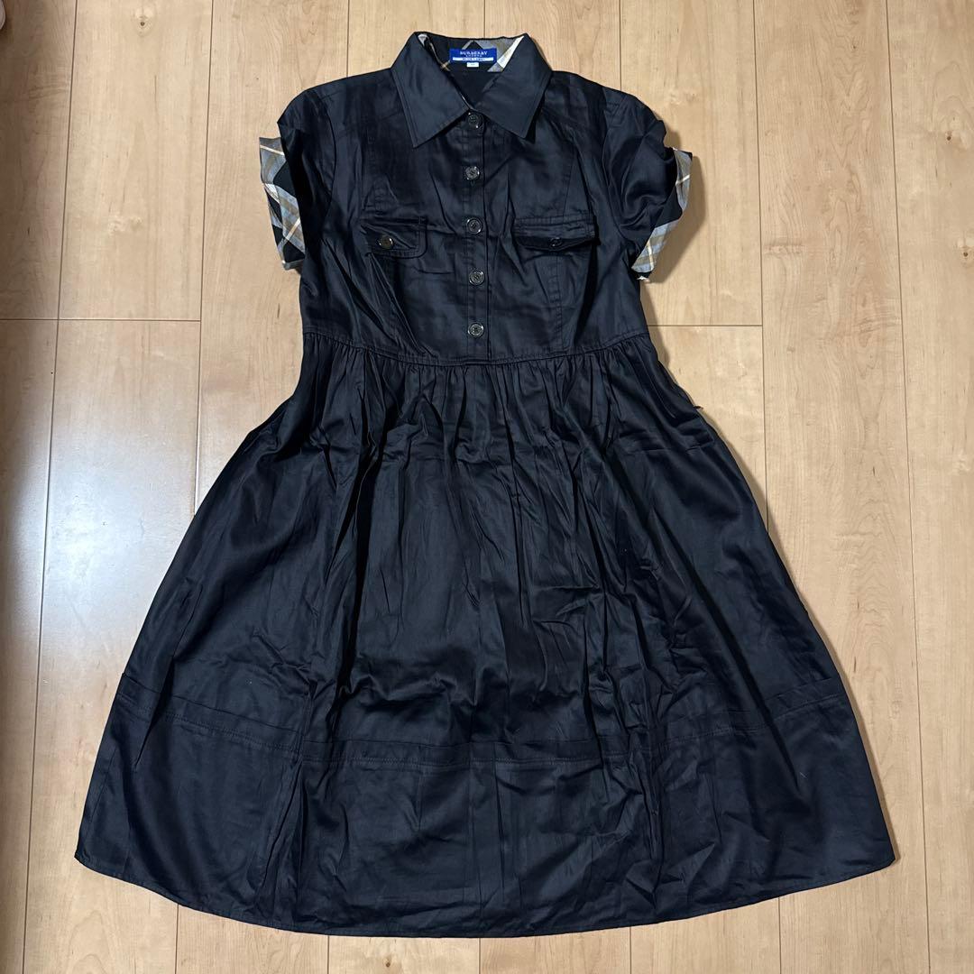 バーバリーブルーレーベル☆七分袖チェックワンピース 38 未着用 中古