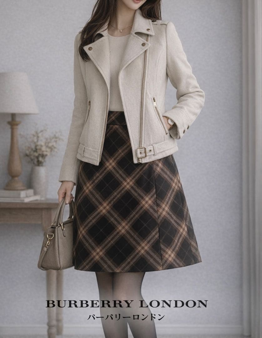 BURBERRY バーバリーロンドン ウール スカート ノバチェック サイズ36