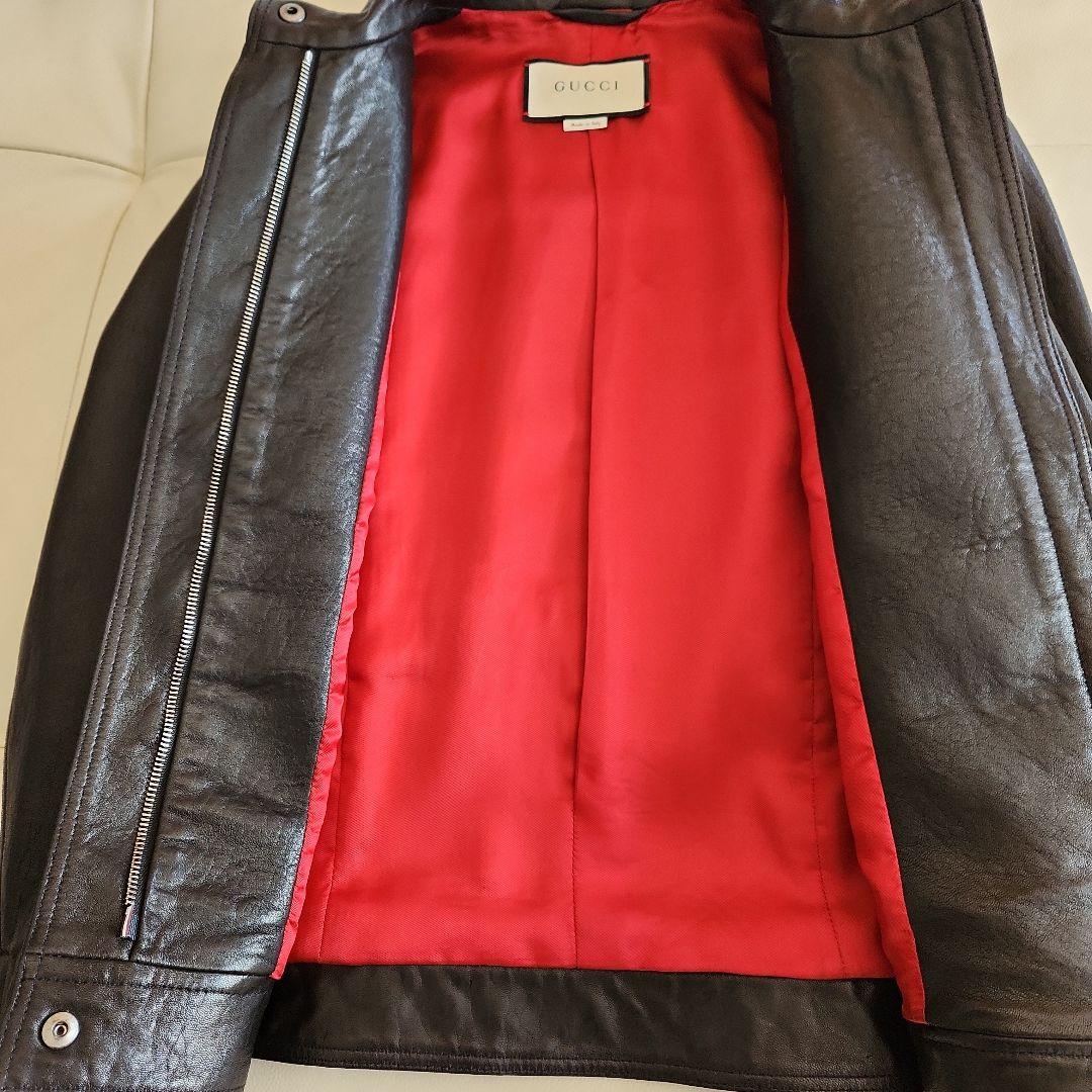 mofusand 様専用。GUCCI ブラックレザー シングルライダース