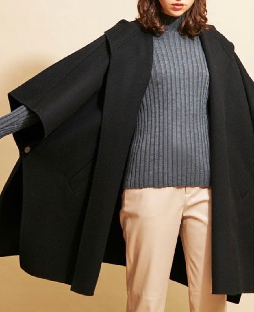 美品】LOUNIE ルーニィ ポンチョコート 美シルエット 黒 38