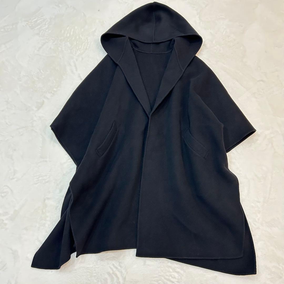 美品】LOUNIE ルーニィ ポンチョコート 美シルエット 黒 38