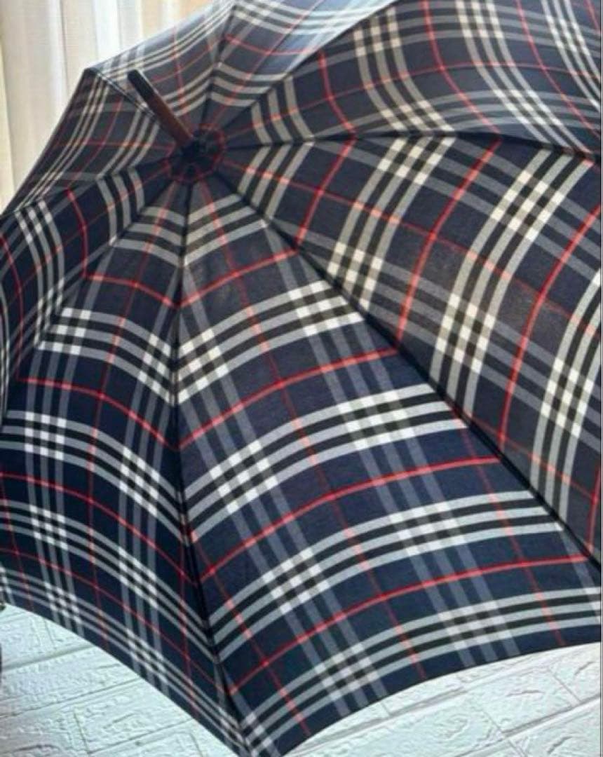 BURBERRY バーバリー紳士傘メンズ長傘 ネイビーチェック柄　アンブレラ BURBERRY（バーバリー） 雨傘 メンズ 長傘 ネイビー ブランド