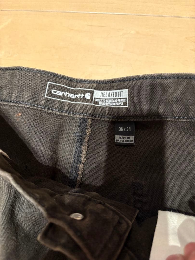 Carhartt ダークブラウン ダブルニーペインターパンツ 36x34ダック地