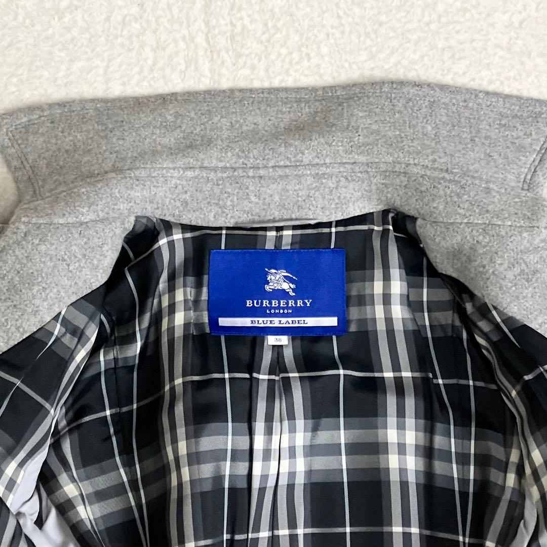 バーバリーブルーレーベル ベルテッドロングコート アンゴラ混 ノバ