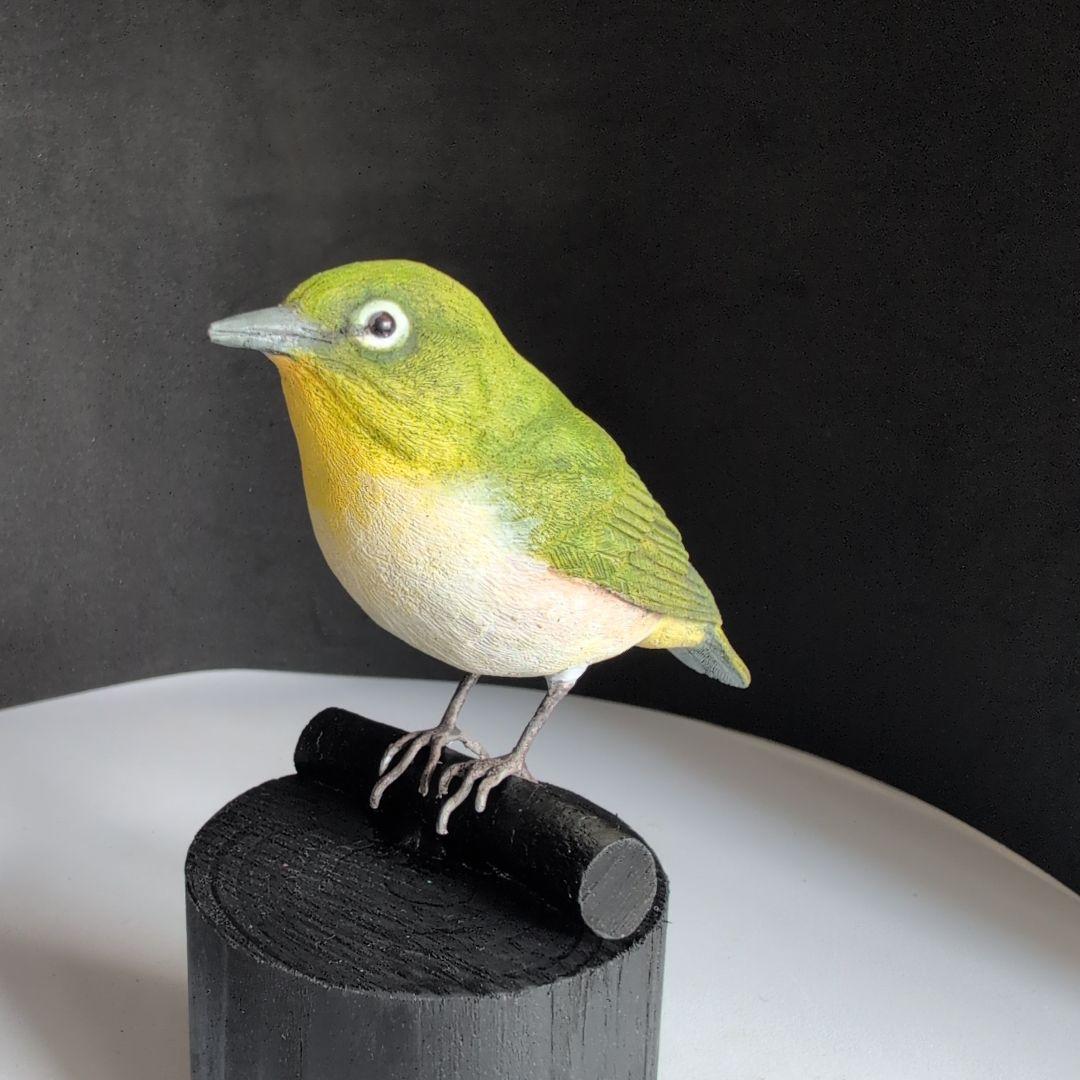 メジロ　バードカービング　野鳥彫刻　　　　　　　 　　　　木彫りの野鳥 木彫バードカービング】メジロ（単） | 木彫とやま STORESネットショップ