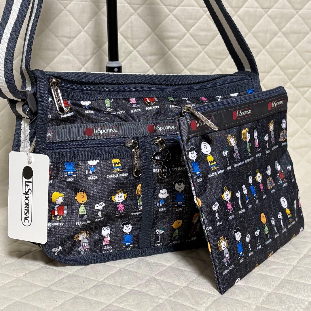 レスポートサック　スモールエブリデイバッグ　ピーナッツオールスター　デニム調 LeSportsac×PEANUTS】SMALL BUCKET TOTE｜トートバッグ｜バッグ