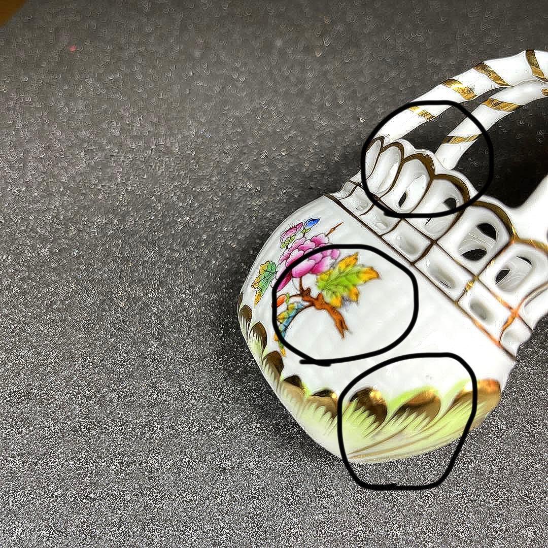 希少品】ヘレンド HEREND ヴィクトリアブーケ ミニバスケット 小物入れ