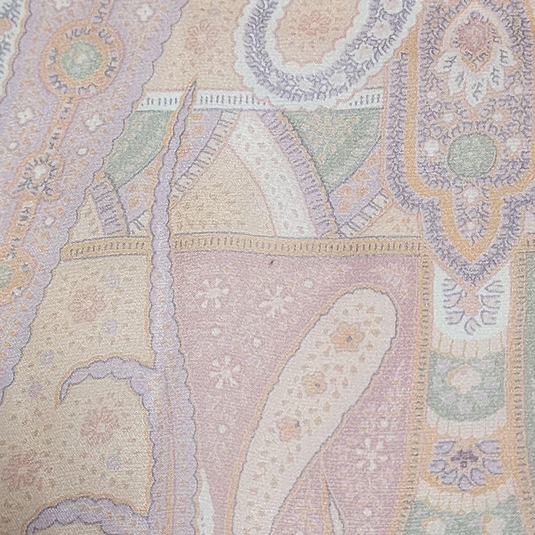 美品☆ETRO☆ スカーフ 大判 シフォン ペイズリー シルク サーモンピンク.