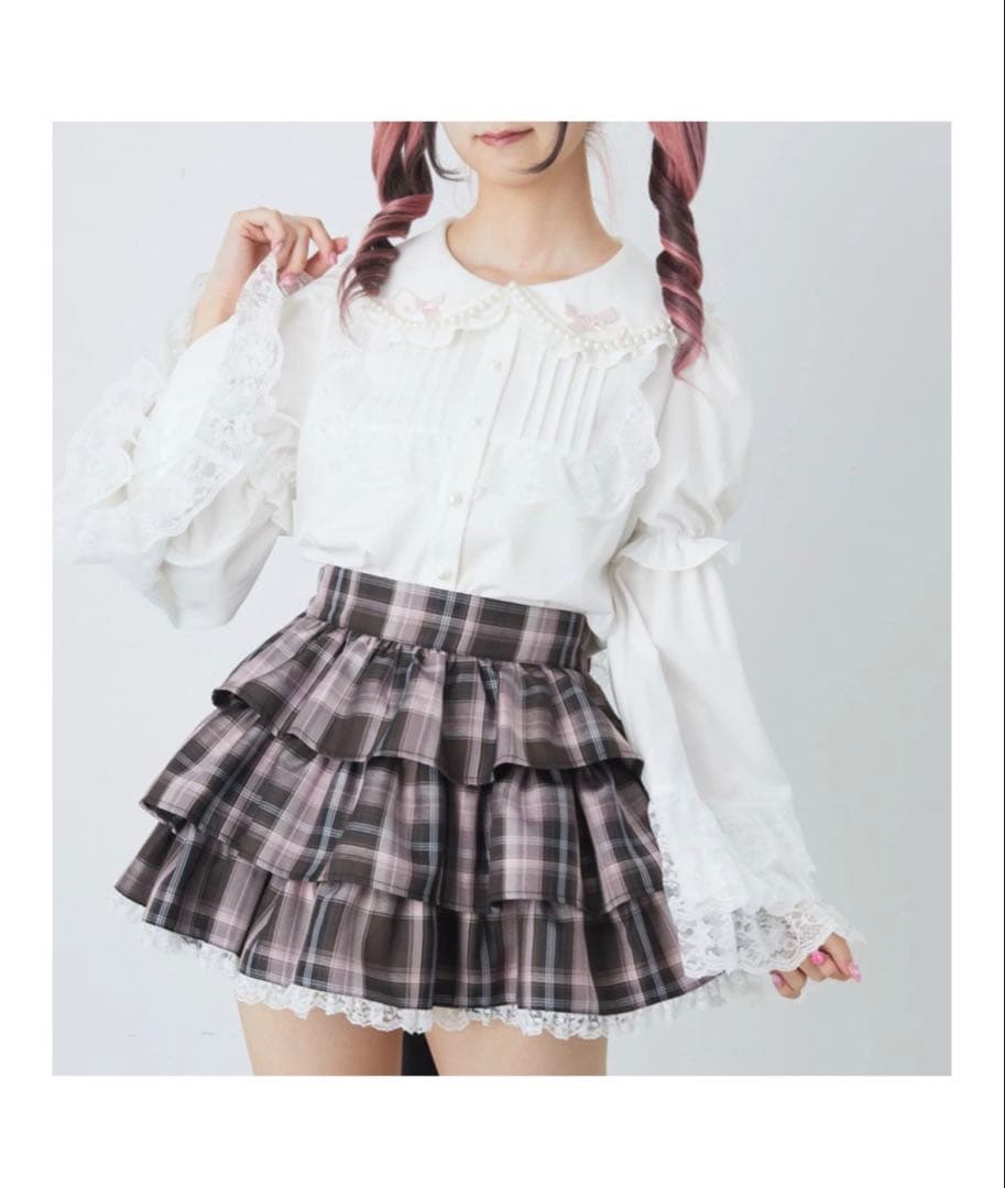 AnkRouje キラキラツイードお姫様ワンピース おリボン姫袖ブラウス2点st