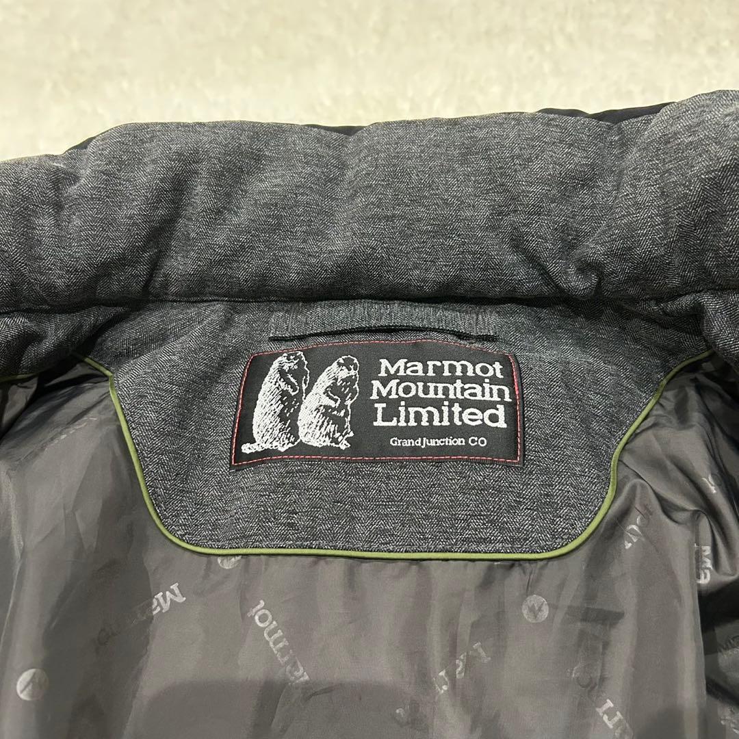 美品】マーモット エンペラーダウン ヘリンボーン ジャケット ロゴ刺繍