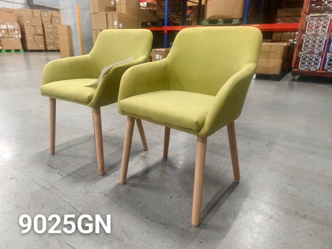 新品ダイニングチェア グリーン 4脚セット 布張り北欧風デザイン