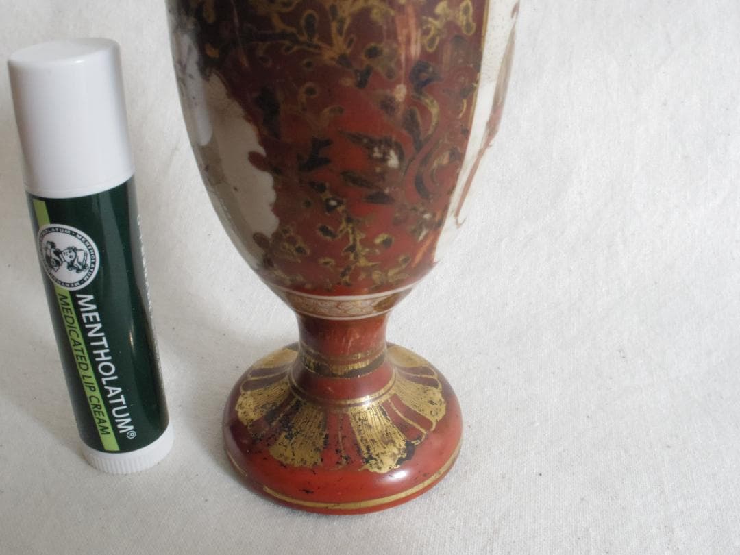 九谷杯「大日本於九谷 芙蓉堂..」 明治期 ☆色絵の摩耗があり