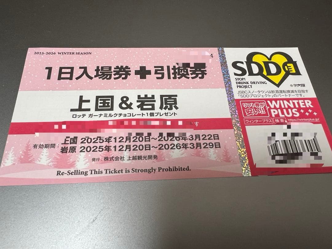 上越国際 岩原スキー場1日+券（ナイター付) 引換券 3枚セット - メルカリ