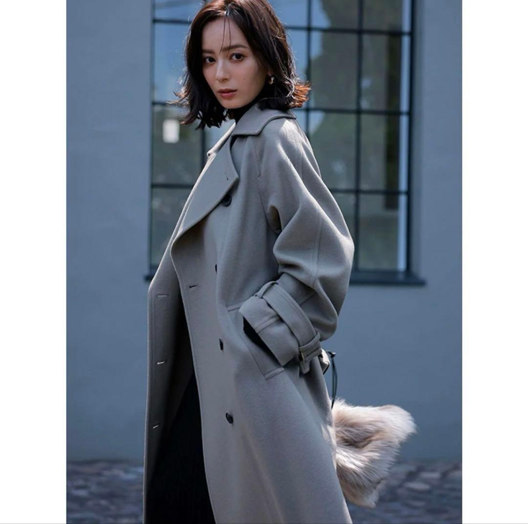 anuans 2023AW ウールトレンチコート　カーキグレーS アニュアンス anuans ウールトレンチコート （KHAKI GREY） -靴