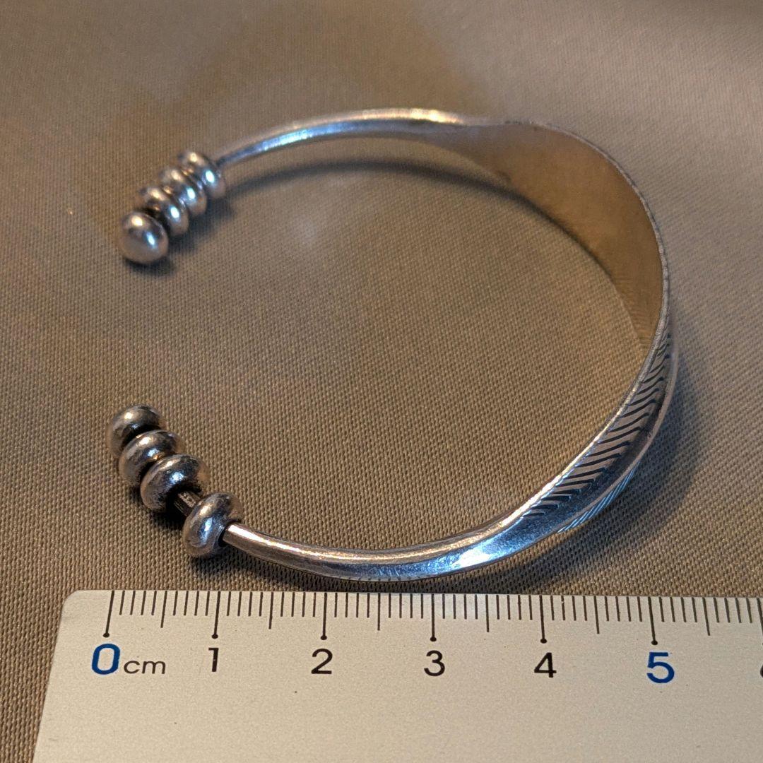 最終値下げ カレンシルバー ハンドメイド フェザー バングル b-6