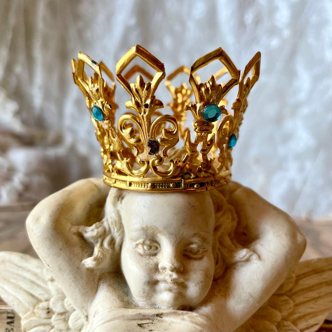 ストーン付きミニクラウン③王冠ティアラ ドール フランスアンティーク