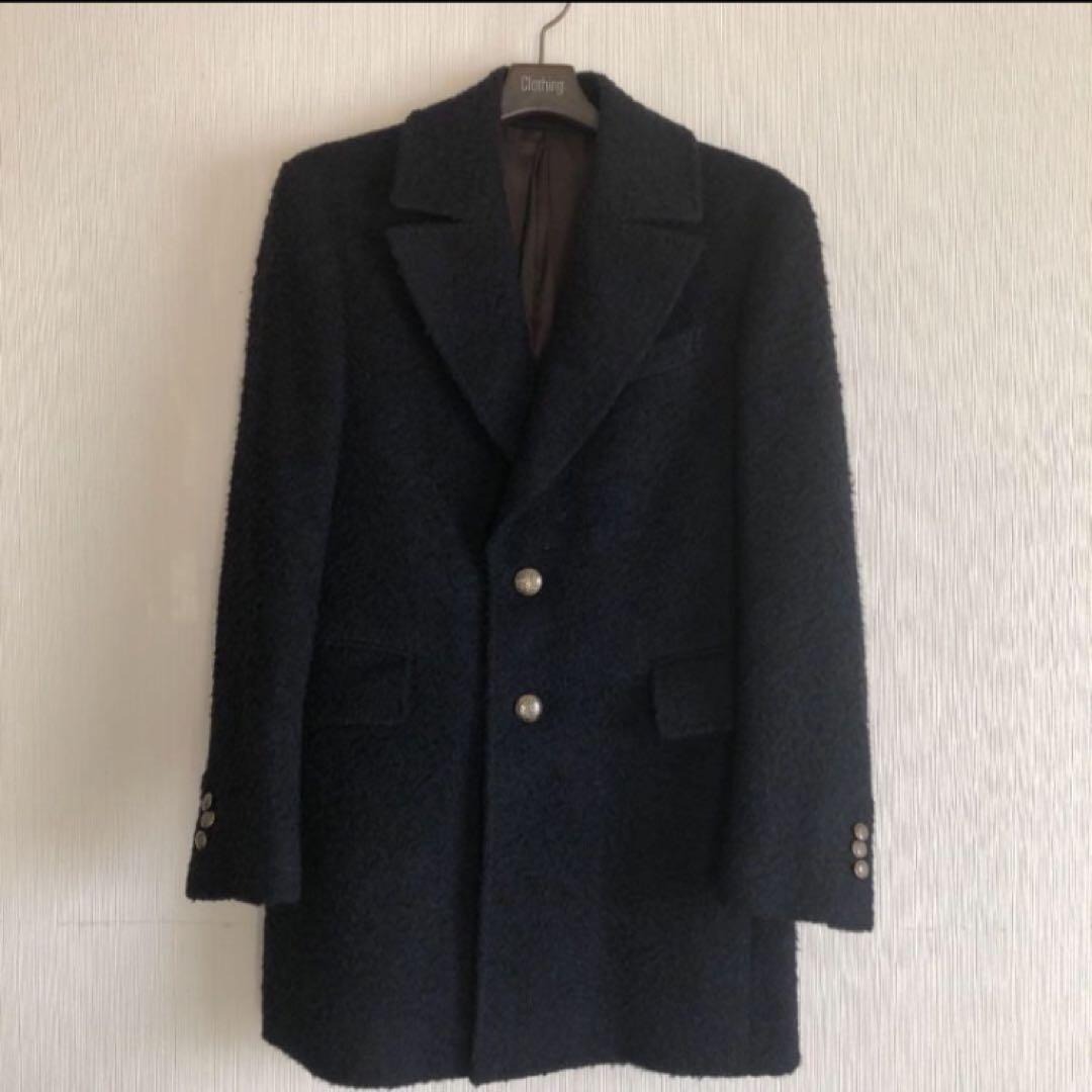 スーツセレクト ウールチェスターコート ネイビー Sサイズ