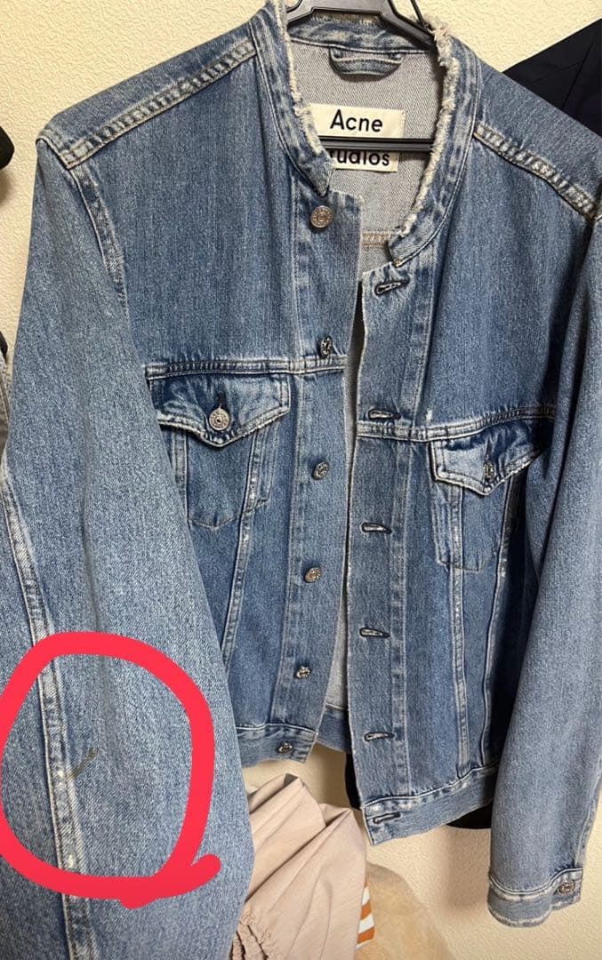 Acne studious】BTSテテ着用 ノーカラーデニムジャケット - メルカリ