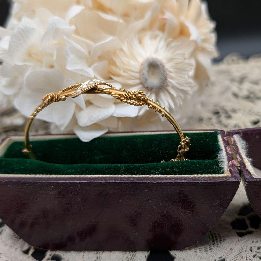 イギリスアンティーク パールのバングル エトルスカンリバイバル 15