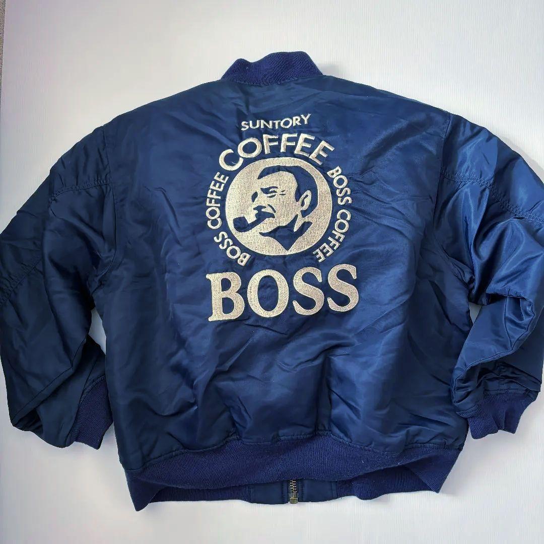 美品】サントリー BOSSジャン フライトジャケット MA-1 ネイビー