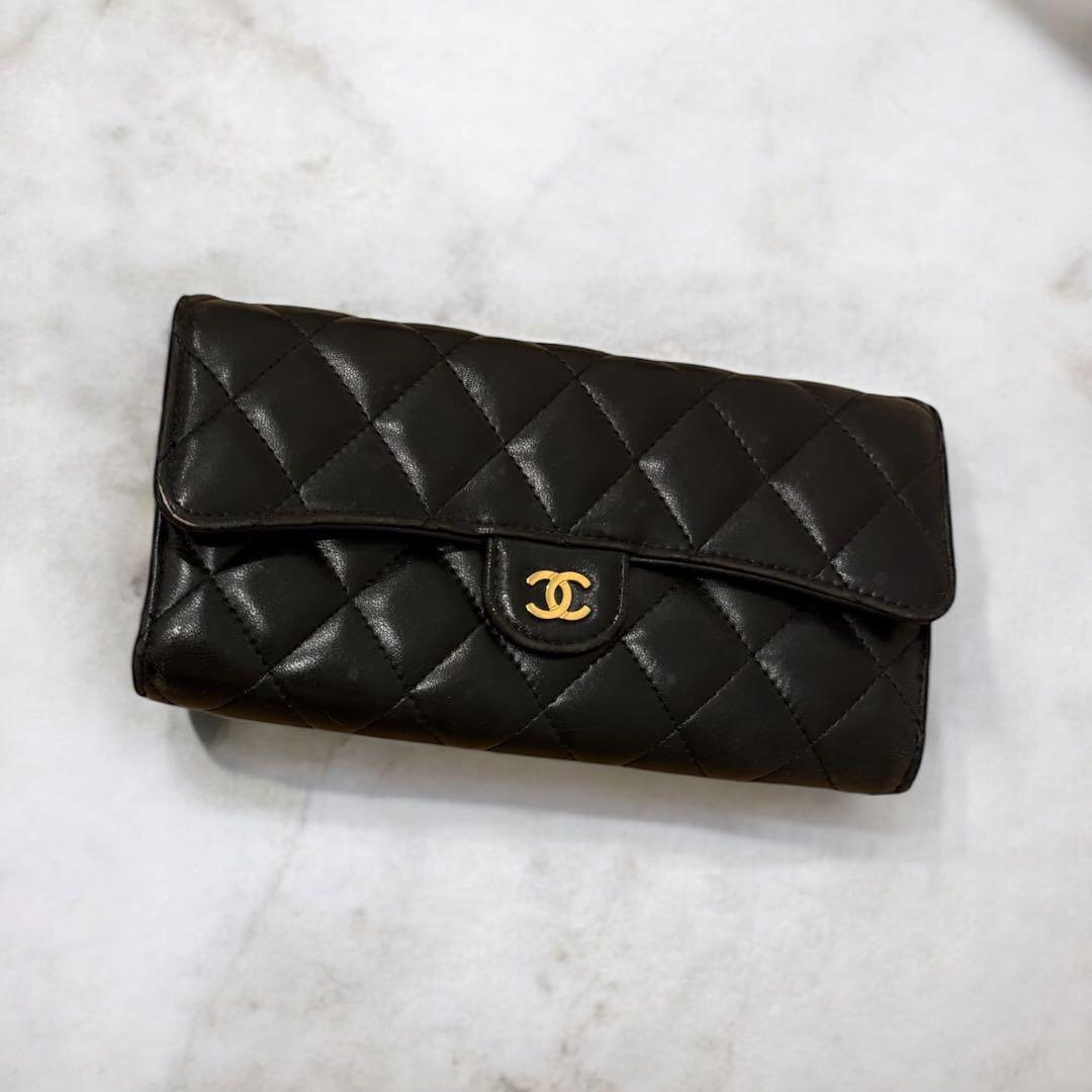 CHANEL 黒 キルティング 長財布 - 小物人気