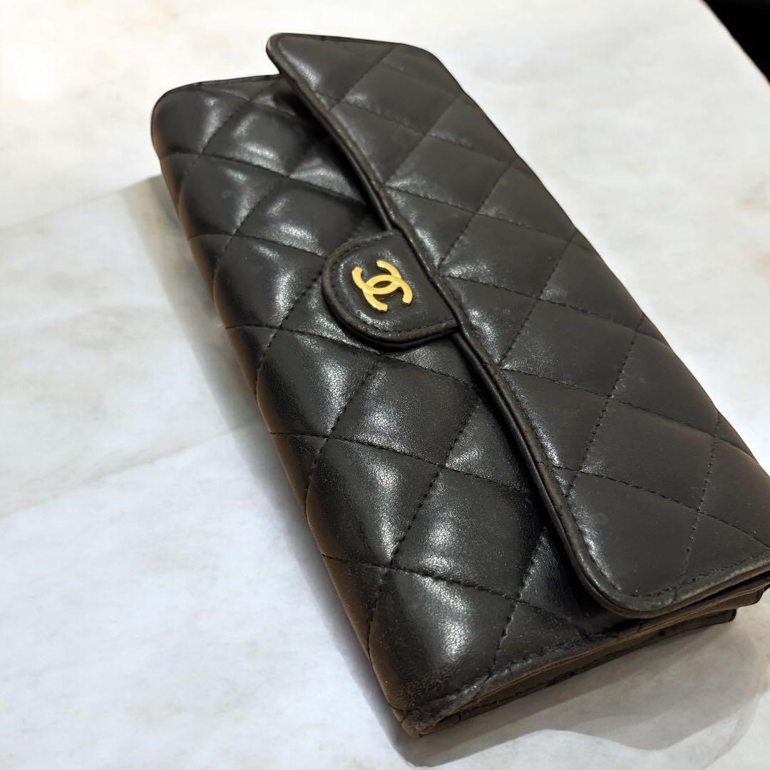 CHANEL 黒 キルティング 長財布 - 小物人気