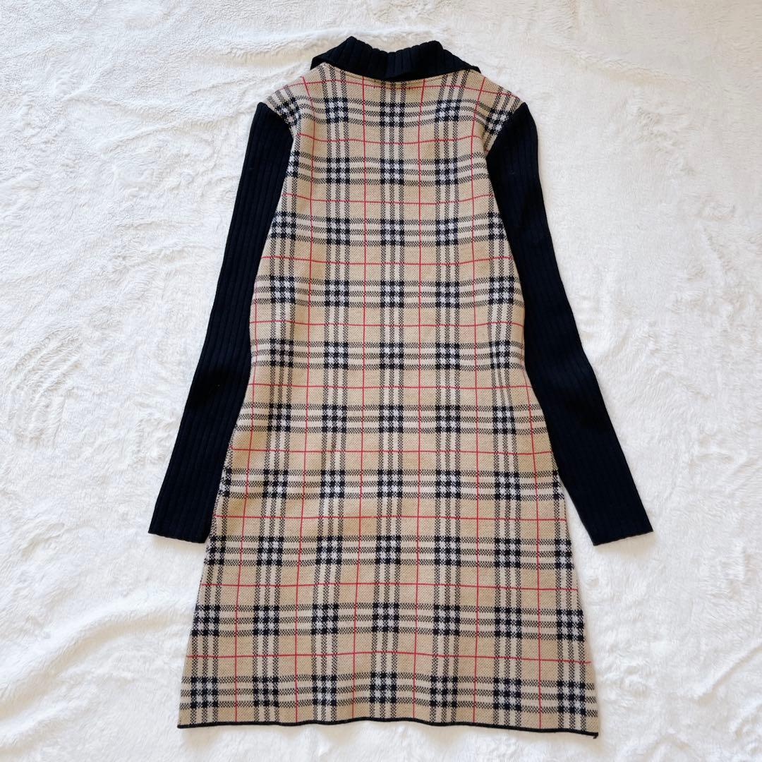 BURBERRY BLUE LABEL 切り替えニットスキッパーワンピース フ