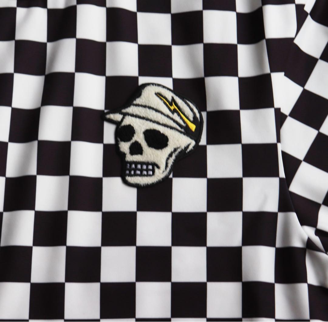 《デヴァローゴルフ》未使用 チェッカーフラッグ柄 モックネックトレーナー M