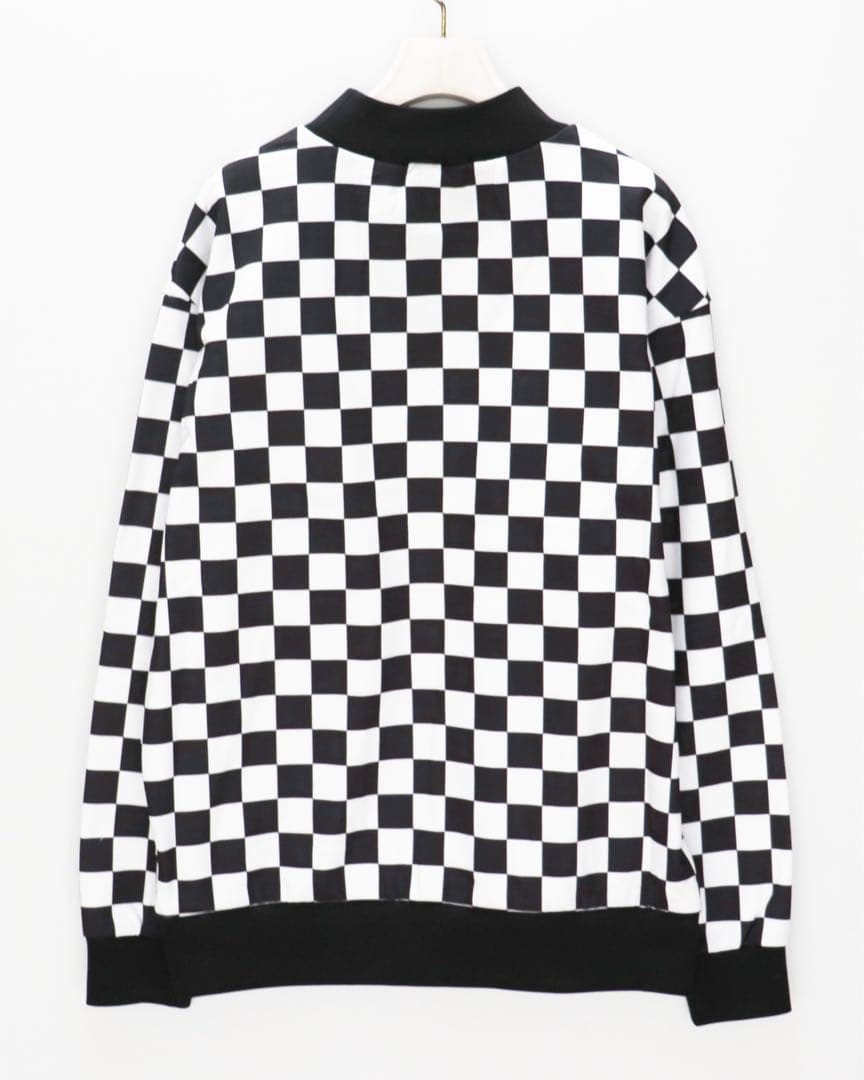 《デヴァローゴルフ》未使用 チェッカーフラッグ柄 モックネックトレーナー M