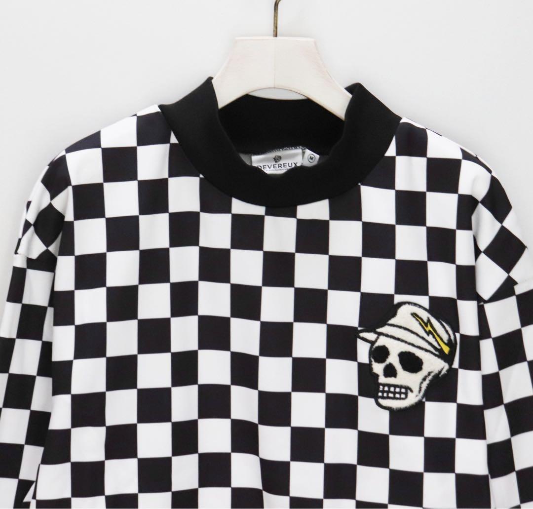 《デヴァローゴルフ》未使用 チェッカーフラッグ柄 モックネックトレーナー M