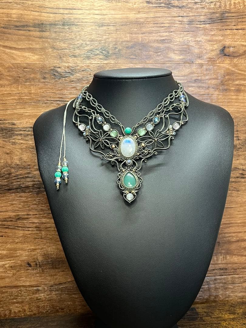 handmade】マクラメ× ムーンストーンネックレス & アベンチュリン