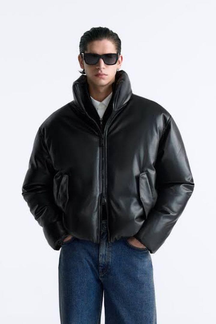 ZARA メンズ 新品 フェイクレザー パフジャケット - メルカリ