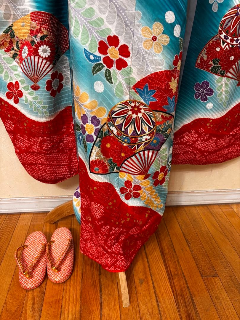 七五三七歳‼正絹豪華辻ヶ花風絢爛❤️手毬扇