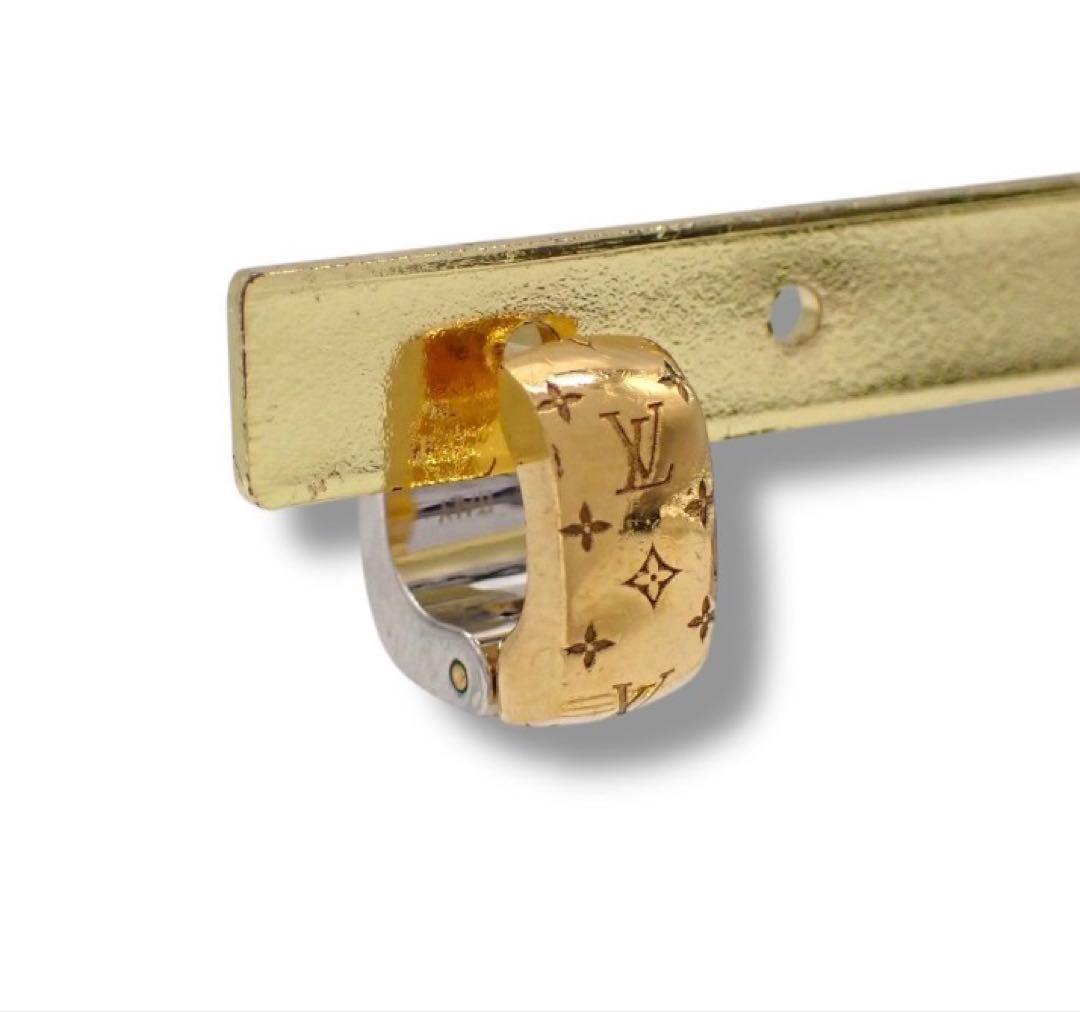 Louis Vuitton ゴールド シルバー ピアス(片耳用) 楽天市場】LOUIS VUITTONルイヴィトン フープピアスモノグラムパターン