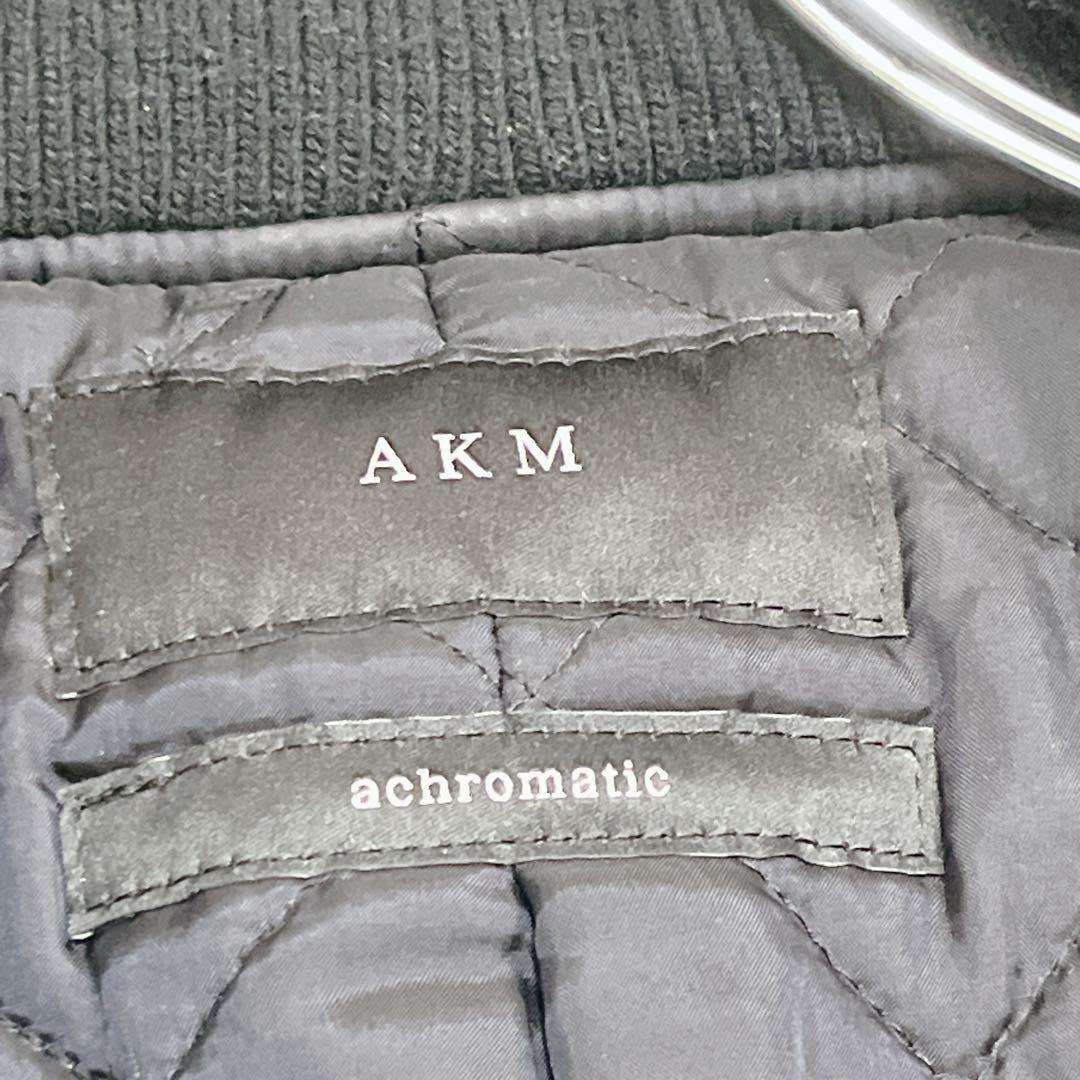 AKM エイケイエム』スタジャン ラムレザー 羊革 カシミヤ混ウール 切替
