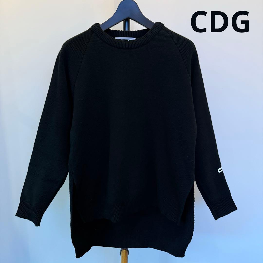 ヒ*ロ様 コムデギャンソン CDG ブラック クルーネックセーター ニット ブラ COMME des GARÇONS】コムデギャルソン CDG ロゴニット Black