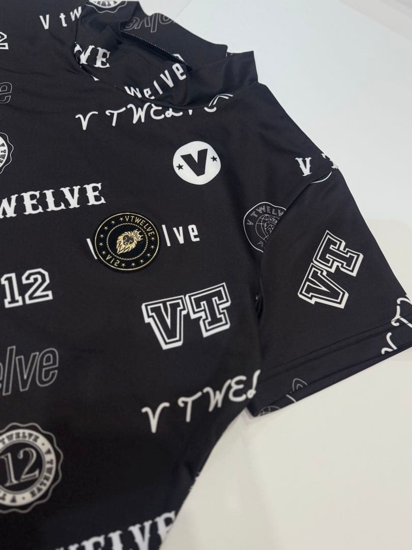 新品】V12 レディース ゴルフウェア 半袖 モックネック 黒 S