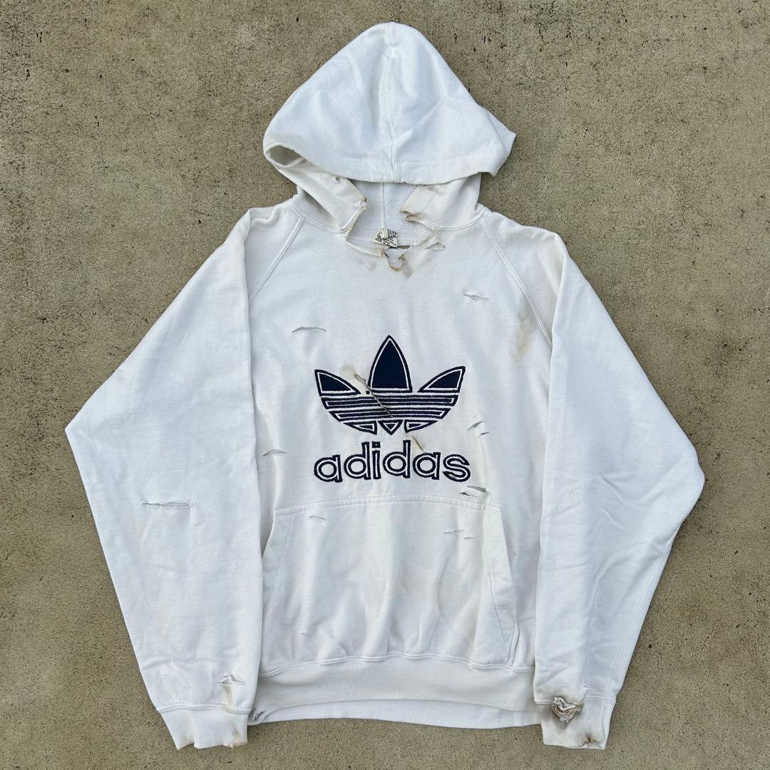 00s adidas ダメージパーカー 刺繍トレフォイルロゴ 襤褸 常田大希