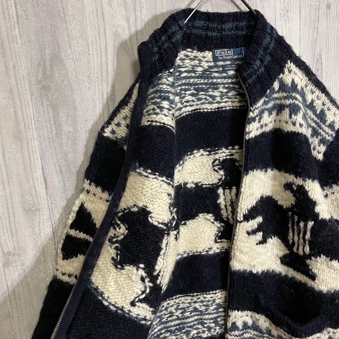 希少モデル】ラルフローレン サンダーバード柄 ジップニットジャケット XL
