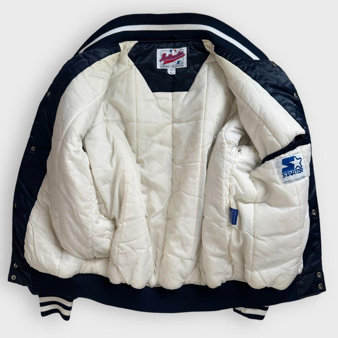 美品 美品 90's M スターター ヤンキース スタジャン 筆記体 ロゴ ネイビー